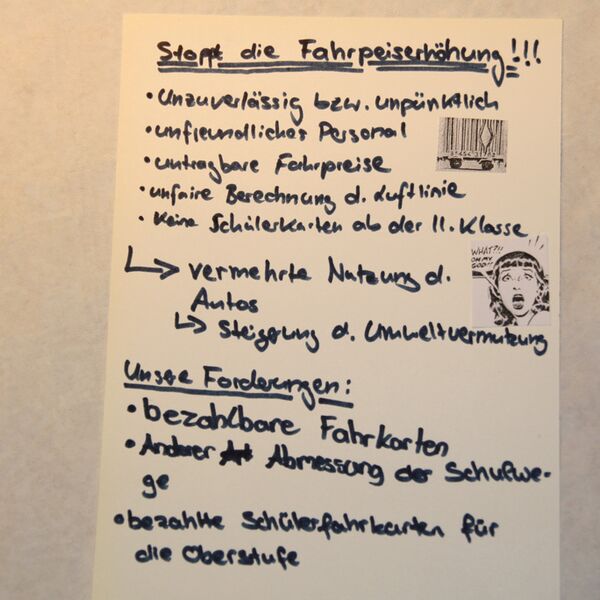 Von Jugendlichen auf der Jugendversammlung 2011 gestaltete Postkarte mit ihrem Anliegen