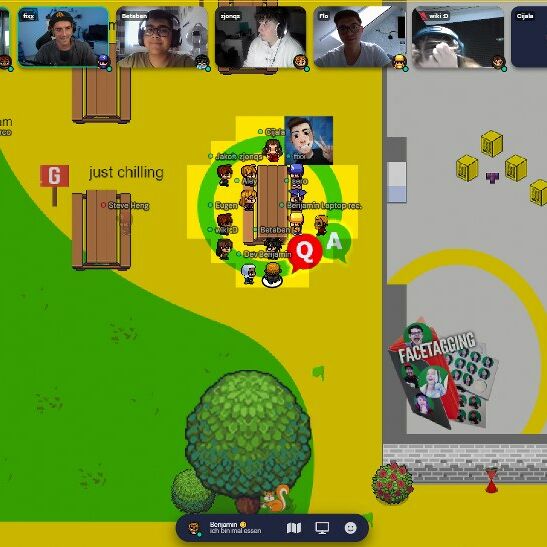 Screenshot mit Jugendlichen bei einem Onlinemeeting, um Inhalte des Barcamps zu besprechen