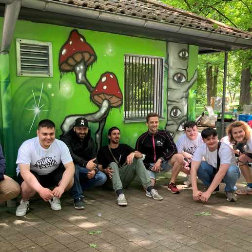 Foto vom neu gestalteten Toilettenhäuschen im Stadtpark