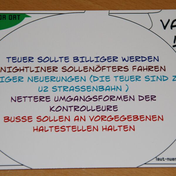 Von Jugendlichen auf der Jugendversammlung 2011 gestaltete Postkarte mit ihrem Anliegen